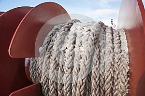 Automatic winch on a sea ship.