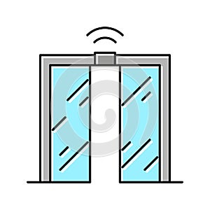 automatical open and close glass door color icon vector illustration