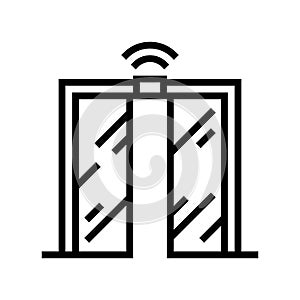 automatical open and close glass door line icon  illustration