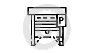 automatically parking gates line icon animation