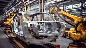 Automation in Action, The Robotics Workshop for Car Frame and Body Production in the Automobile Industry. Generative AI