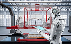 Automation automobile factory with robot assembly line manufacture ev car