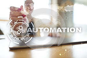 Automation concept as an innovation, improving productivity, reliability in technology and business processes.