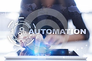 Automation concept as an innovation, improving productivity, reliability in technology and business processes.