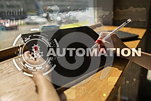 Automation concept as an innovation, improving productivity, reliability in technology and business processes.