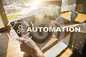 Automation concept as an innovation, improving productivity, reliability in technology and business processes.