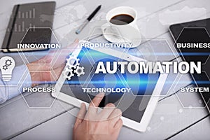 Automation concept as an innovation, improving productivity in technology and business processes.