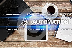 Automation concept as an innovation, improving productivity in technology and business processes.