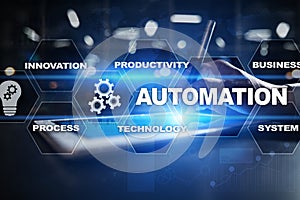 Automation concept as an innovation, improving productivity in technology and business processes.