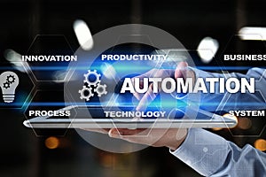 Automation concept as an innovation, improving productivity in technology and business processes.