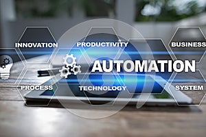 Automation concept as an innovation, improving productivity in technology and business processes.