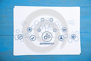 Automation concept on paper. Technology. Process