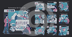 Automation In Creativity. Flat Vector