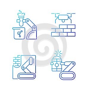 Automation in different industries gradient linear vector icons set