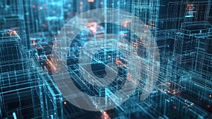 automation futuristic data stream from construction site