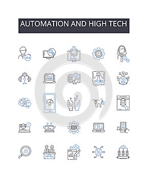 Automation and high tech line icons collection. Gearbox, Drivetrain, Clutch, Shift, Transfer, Sprocket, Differential