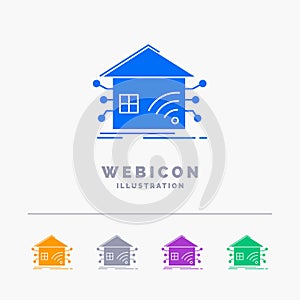 Automation, home, house, smart, network 5 Color Glyph Web Icon Template isolated on white. Vector illustration