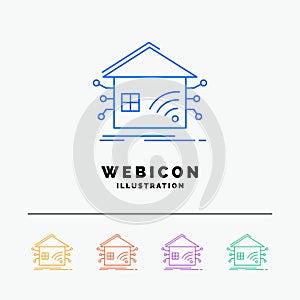 Automation, home, house, smart, network 5 Color Line Web Icon Template isolated on white. Vector illustration