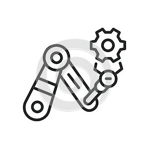 Automation, icon in line design. Automation, robotics, AI, process, system, technology, machine on white background
