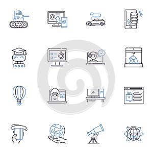 Automation line icons collection. Robotics, Artificial intelligence, Efficiency, Productivity, Machine learning