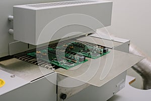 Automation of machine assembly of computer circuit board in the factory for the production of computer components. The