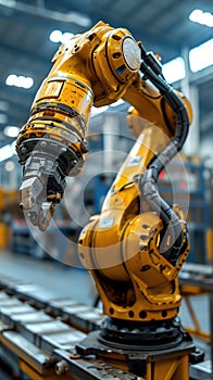 automation robot arm in manufacturing factory on production line photo