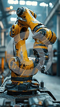 automation robot arm in manufacturing factory on production line photo