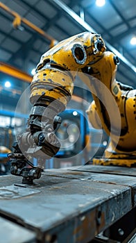 automation robot arm in manufacturing factory on production line photo