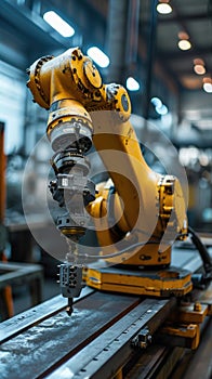 automation robot arm in manufacturing factory on production line photo