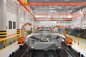 Automation robot assembly line in car factory