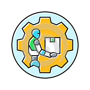 automation robot deep learning color icon vector illustration