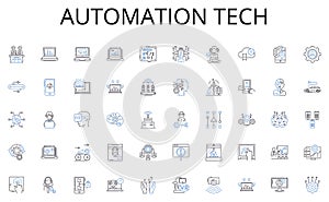 Automation tech line icons collection. Bankrupt, Credit, Reorganization, Insolvency, Offload, Obligation, Loan vector