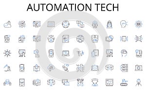 Automation tech line icons collection. Teamwork, Collaboration, Communication, Diversity, Culture, Motivation