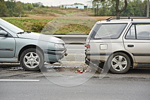 Automobile accident and crash on street