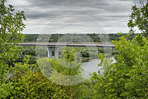 Automobile bridge over the Belaya river in the Republic of Bashkortostan, Ufa