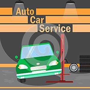 Automobile Car Service Flat Vector Banner Template