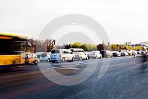 Automobile congestion in the morning rush hour