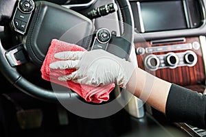 Automobile detailing service. Car interior cleaning