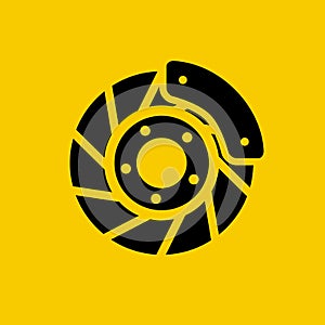 Automobile disc brake, brake block of car wheel icon