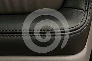 Automobile leather door panel. Car interior detail.