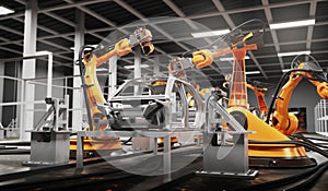Automobile production line using robots to work in smart factories.
