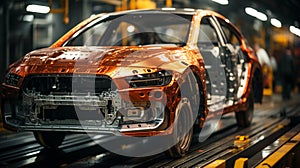 automobile production line welding car body in auto industry