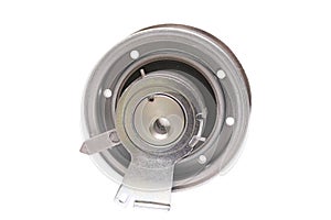 Automobile spare part. Close up repair kit: Tensioner pulley Deflection pulley