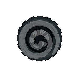 Automobile tire. Cartoon flat illustration. Detail of wheel of car