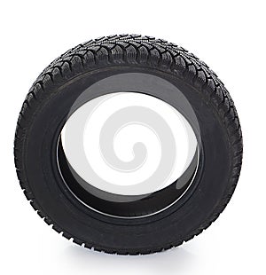 The automobile tire isolated on white