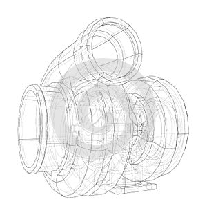 Automobile turbocharger concept outline. Vector