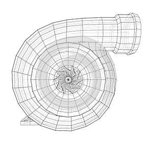 Automobile turbocharger concept outline. Vector