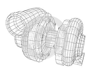 Automobile turbocharger concept outline. Vector