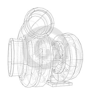 Automobile turbocharger concept outline. Vector