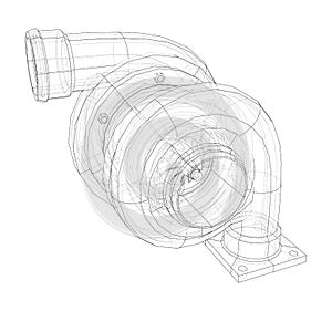 Automobile turbocharger concept outline. Vector